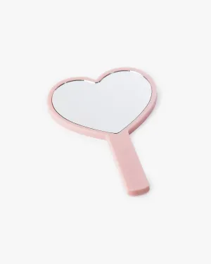 Pink Love Heart Handheld Mirror