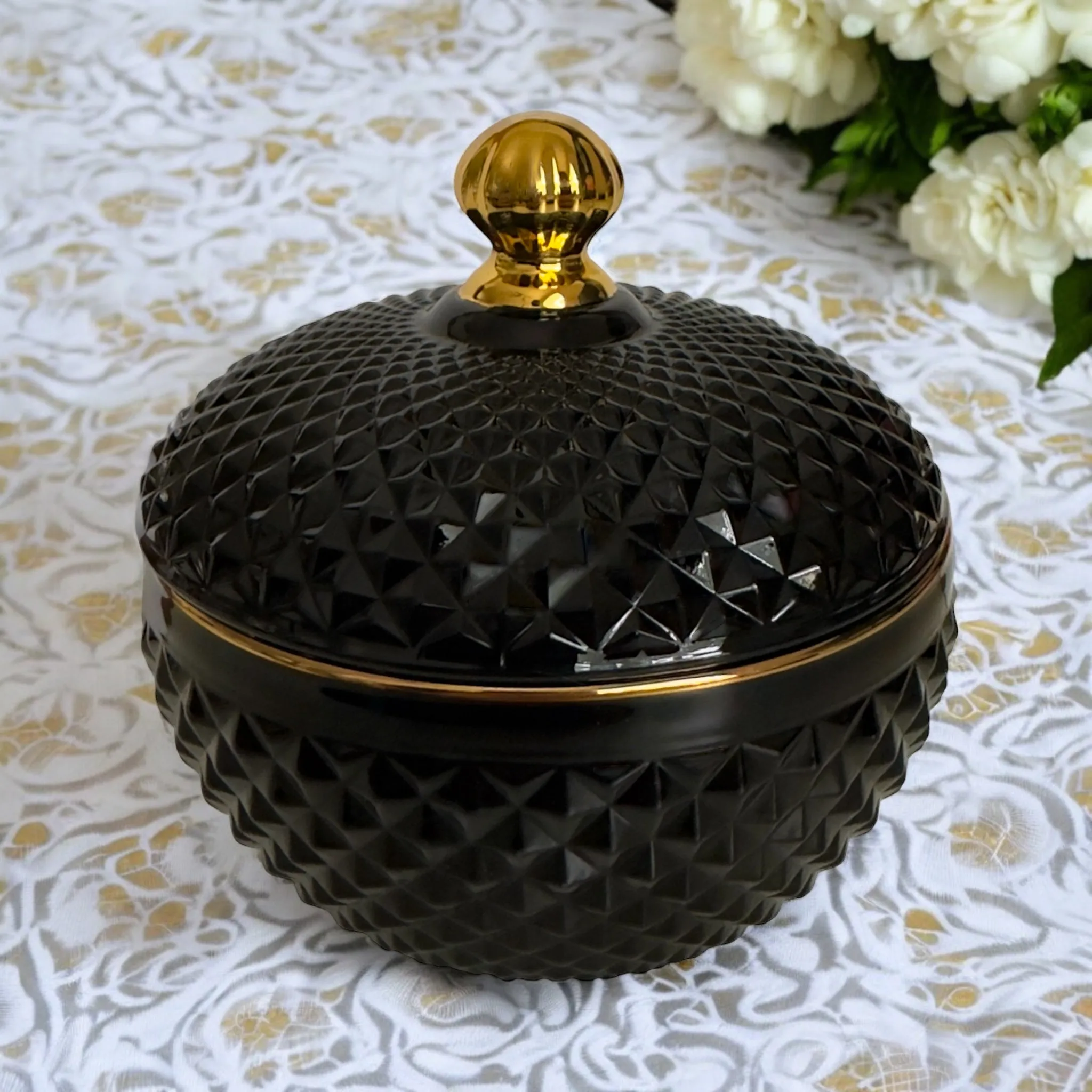 POWDER Puff   Bowl SET - BLACK