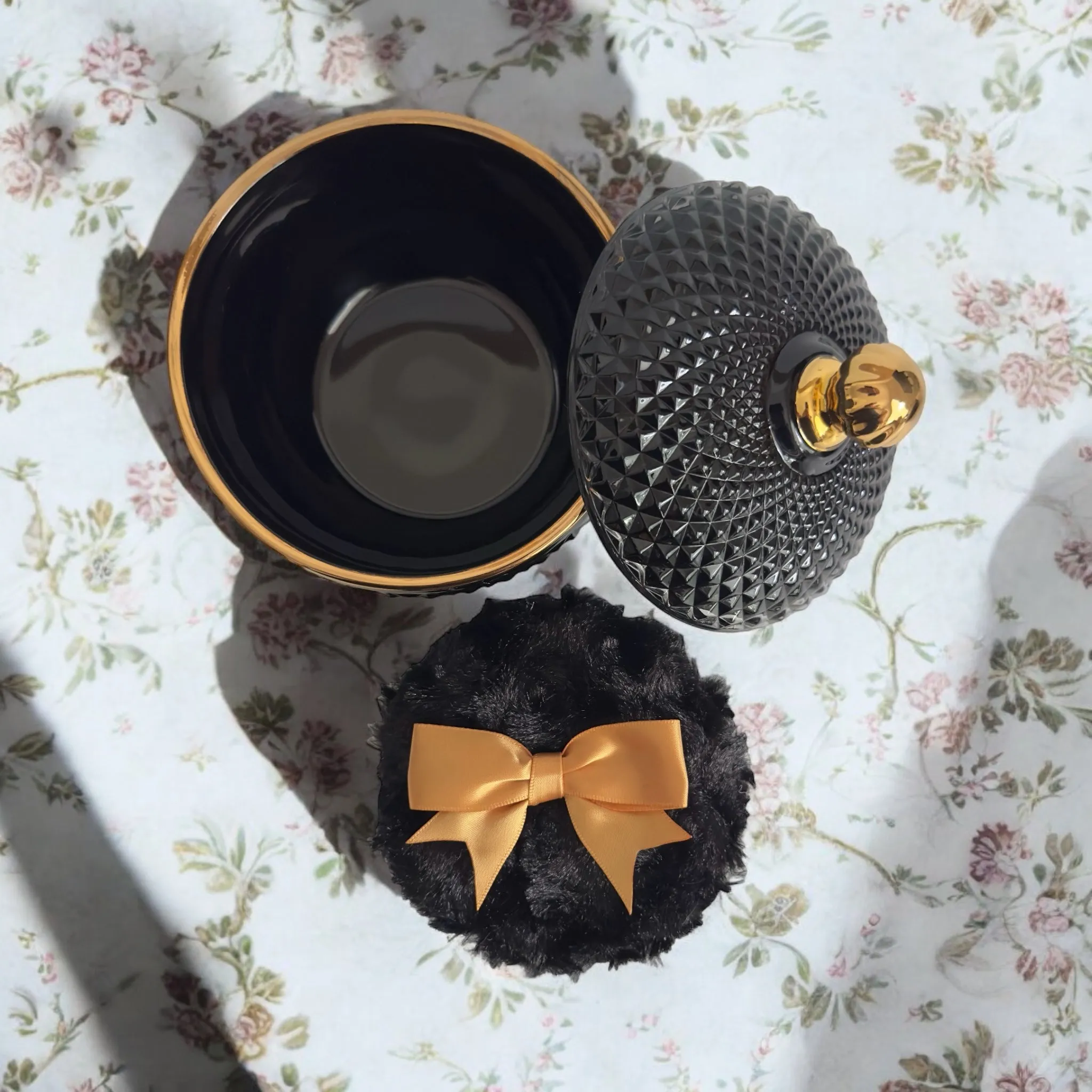 POWDER Puff   Bowl SET - BLACK