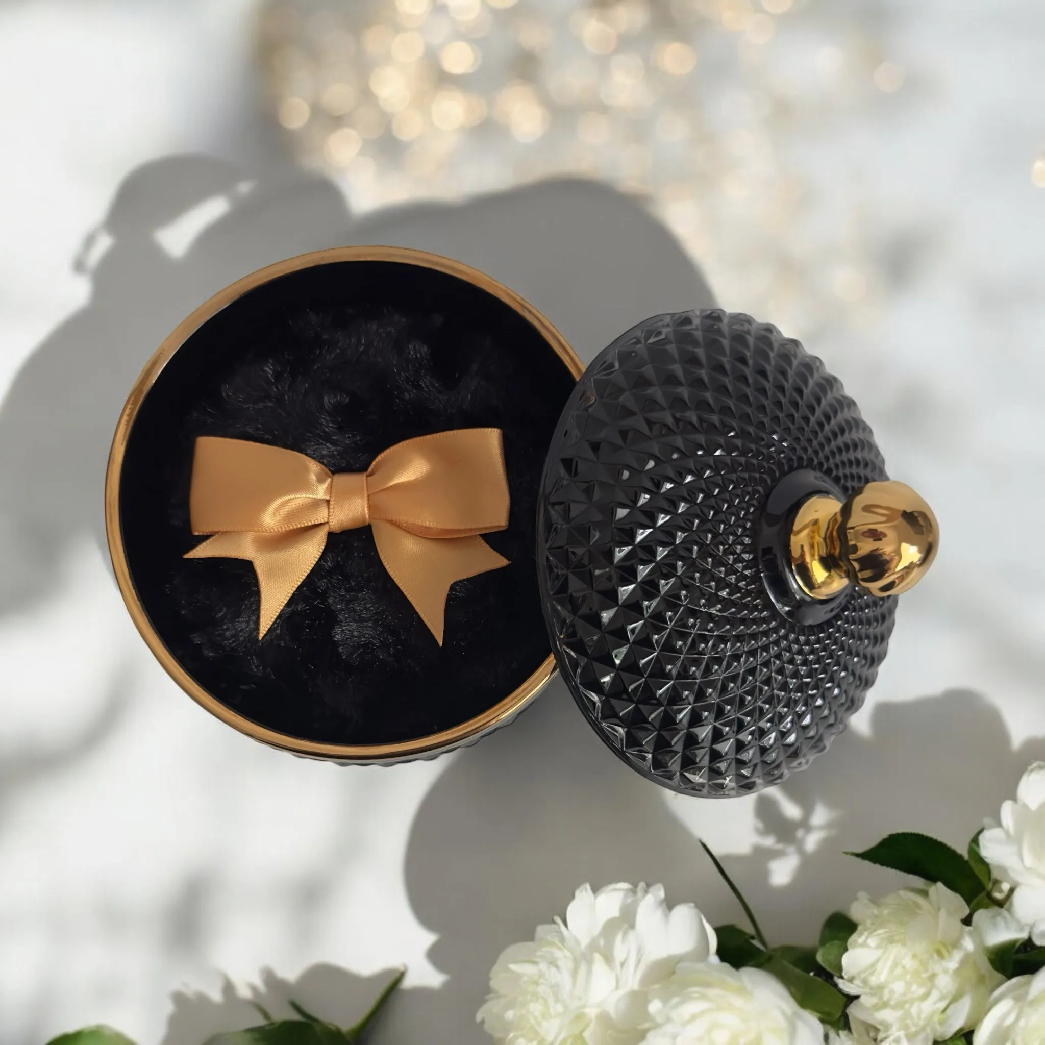 POWDER Puff   Bowl SET - BLACK