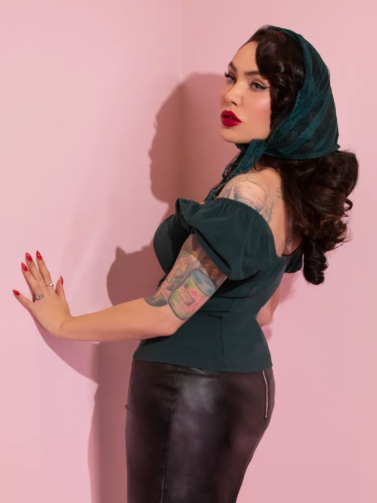 Powder Puff Top in Hunter Green - Vixen by Micheline Pitt