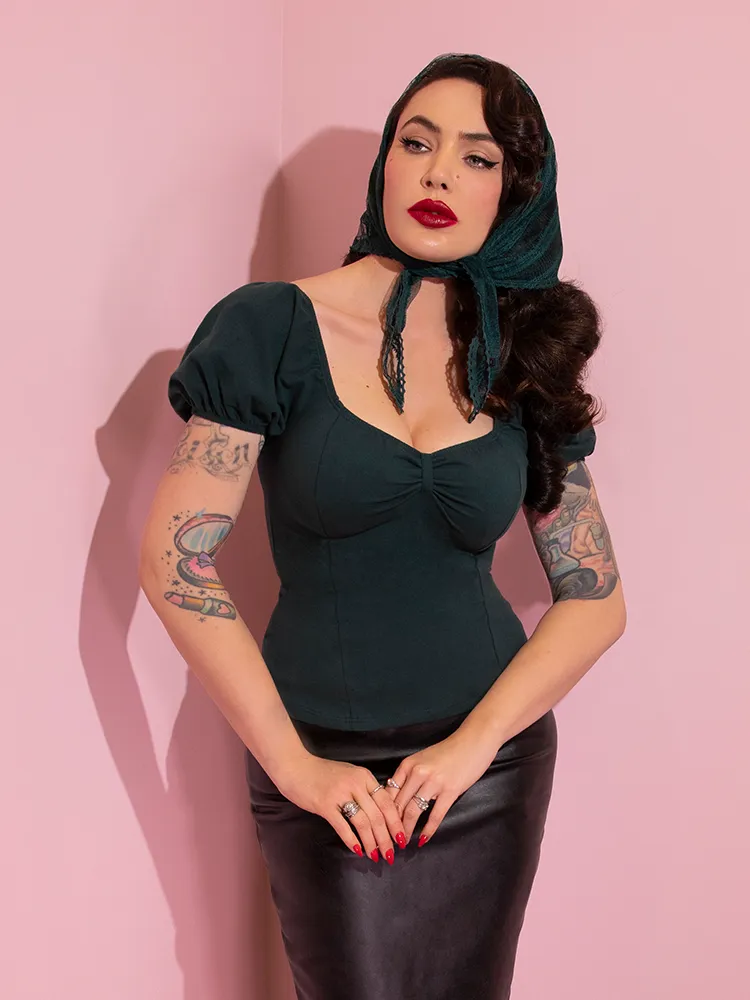 Powder Puff Top in Hunter Green - Vixen by Micheline Pitt