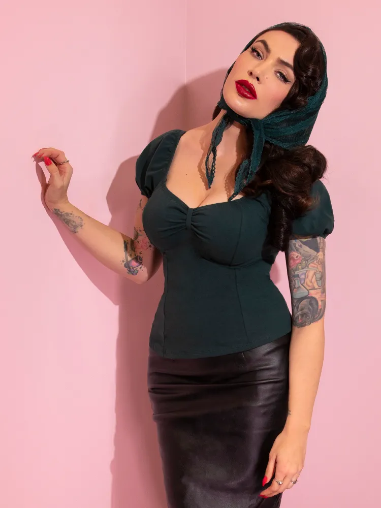 Powder Puff Top in Hunter Green - Vixen by Micheline Pitt