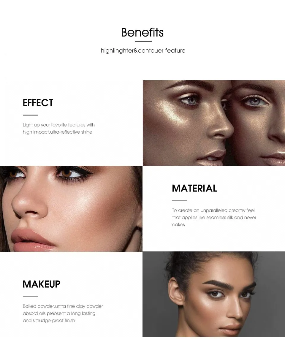 professional 6 color bronzer and highlighter palette powder