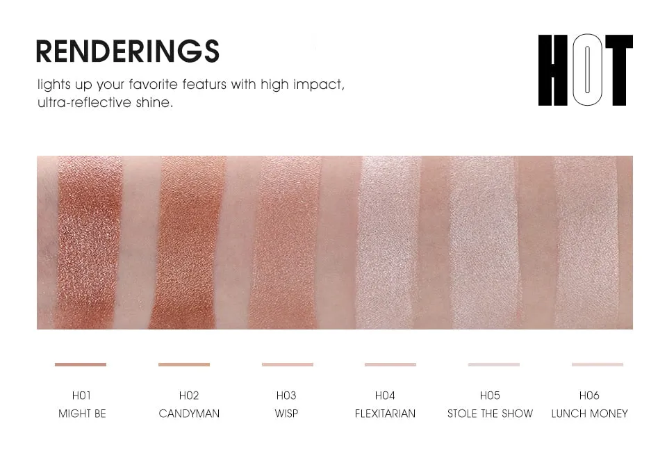 professional 6 color bronzer and highlighter palette powder