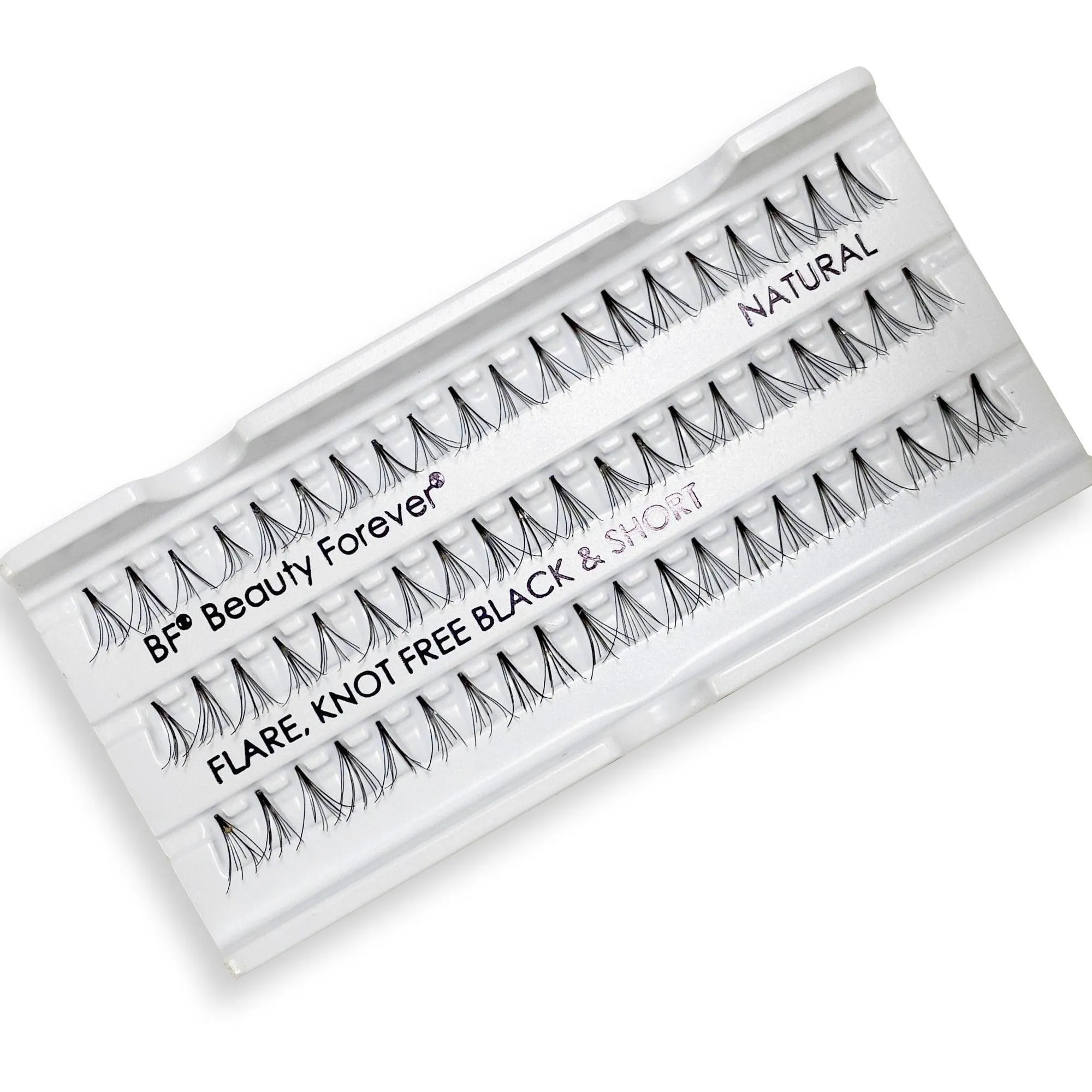 Professional Individual Lashes, 5 Ply Flare Black, Knot Free & Short For Natural Volume (BF1001-Short)