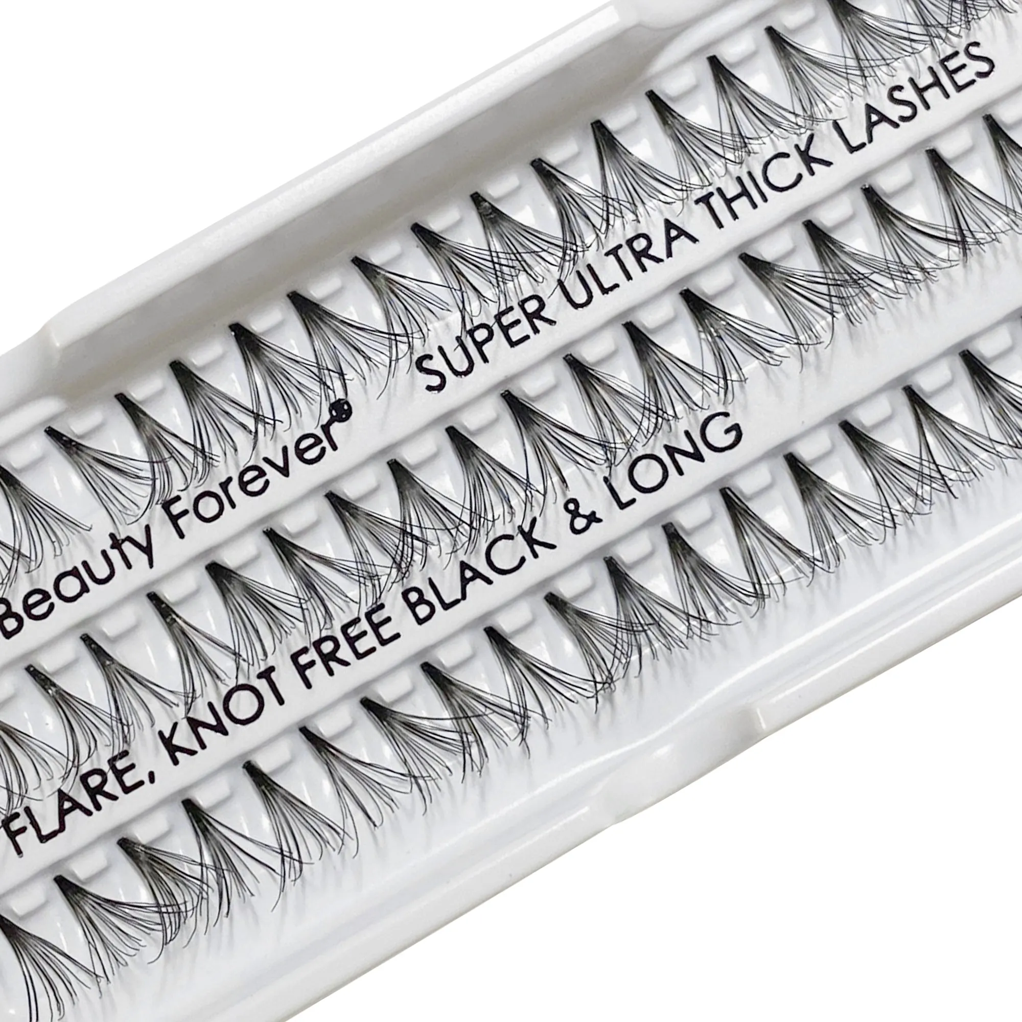 Professional Individual Super Ultra Thick Lashes, 10 Ply Flare Black, Knot Free & Long For Extreme Volume (BF1009-Long)