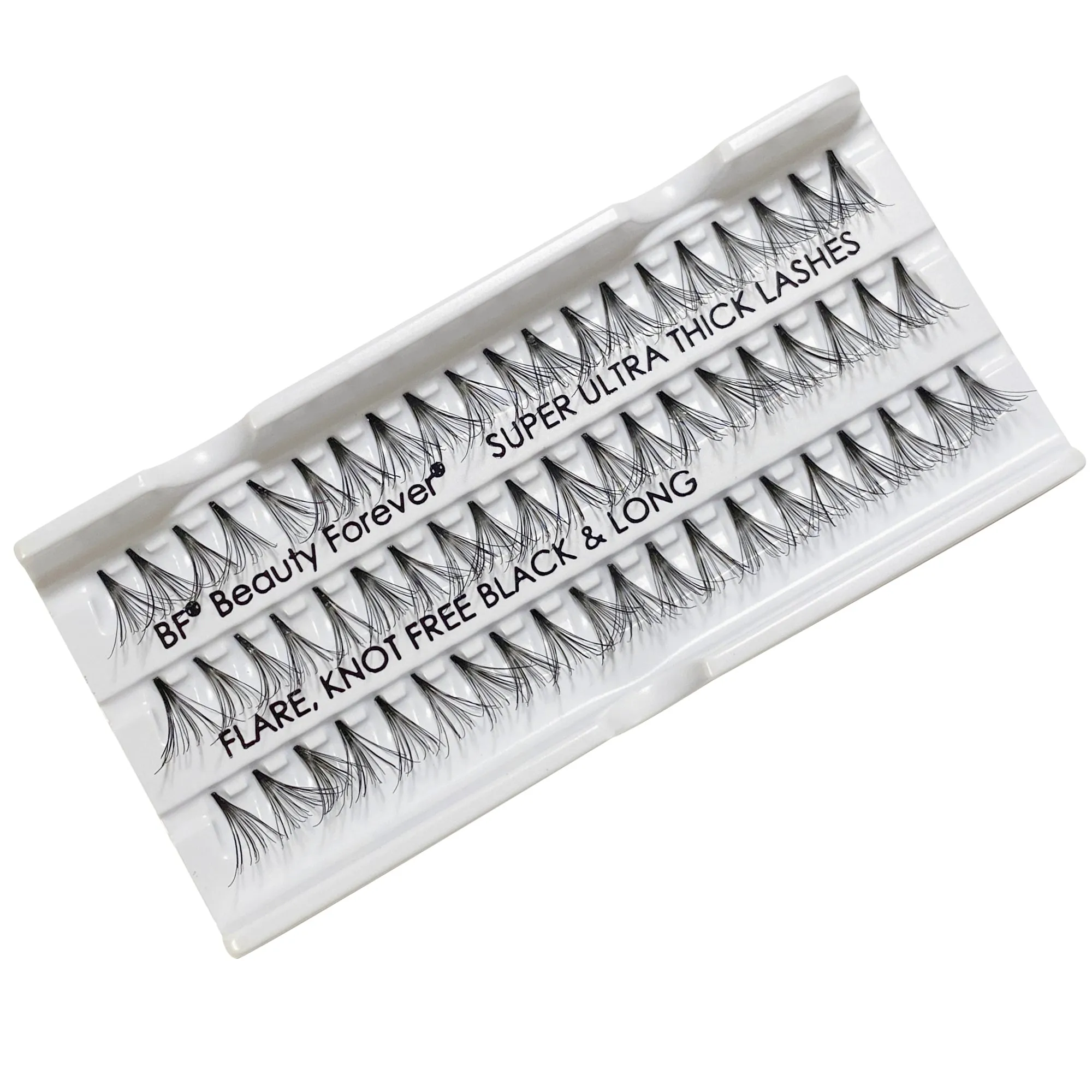 Professional Individual Super Ultra Thick Lashes, 10 Ply Flare Black, Knot Free & Long For Extreme Volume (BF1009-Long)
