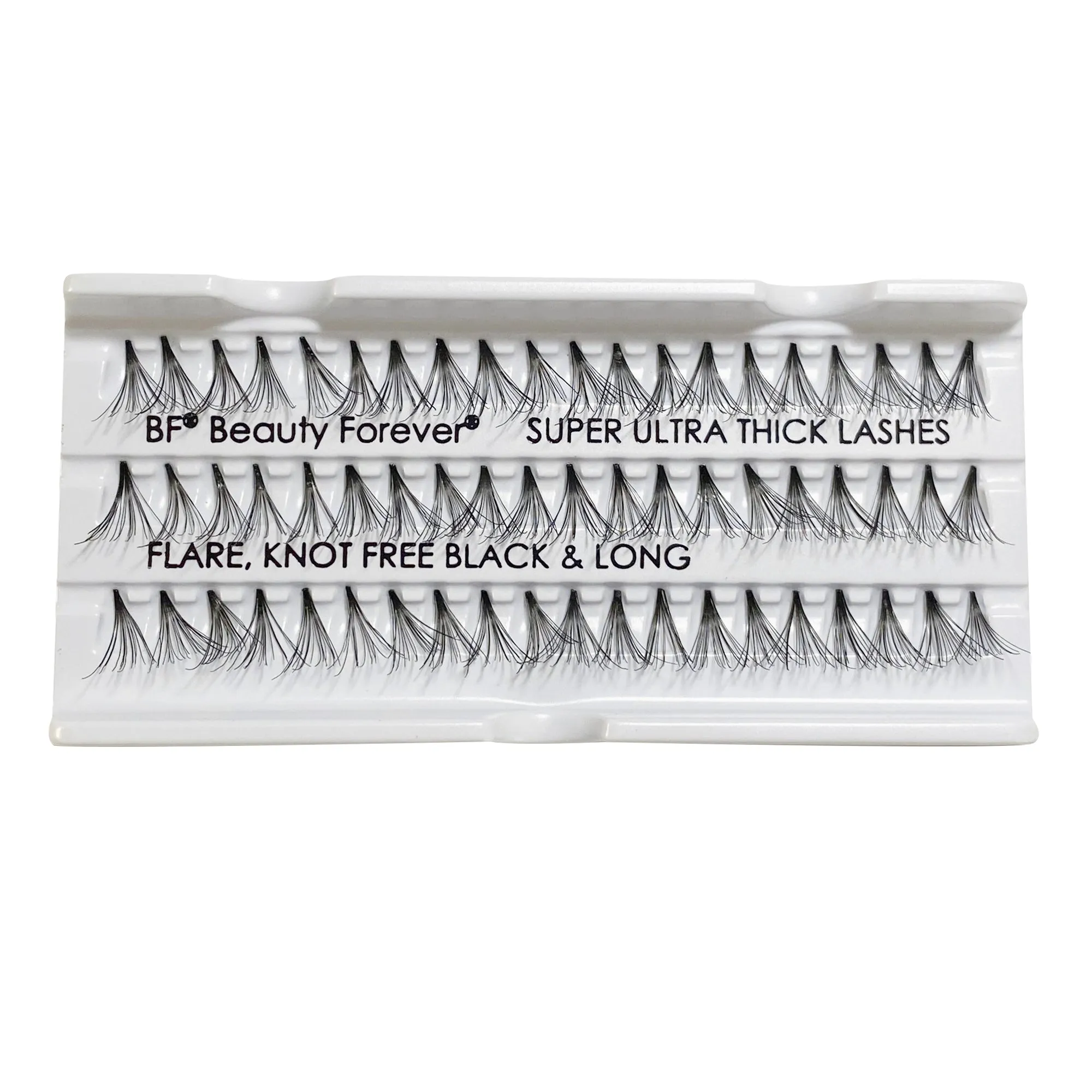 Professional Individual Super Ultra Thick Lashes, 10 Ply Flare Black, Knot Free & Long For Extreme Volume (BF1009-Long)