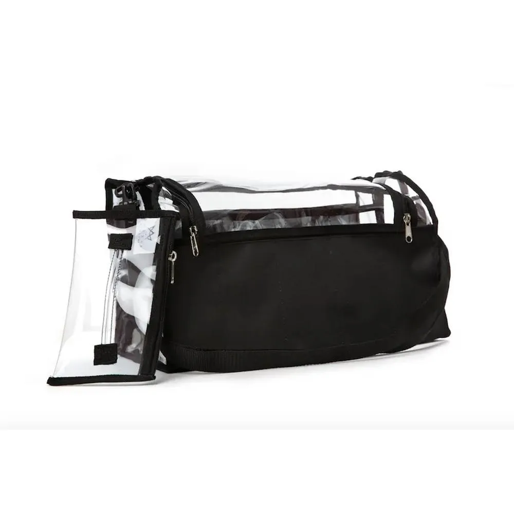 Professional large clear PVC makeup bag with handles and detachable tissue Pouch