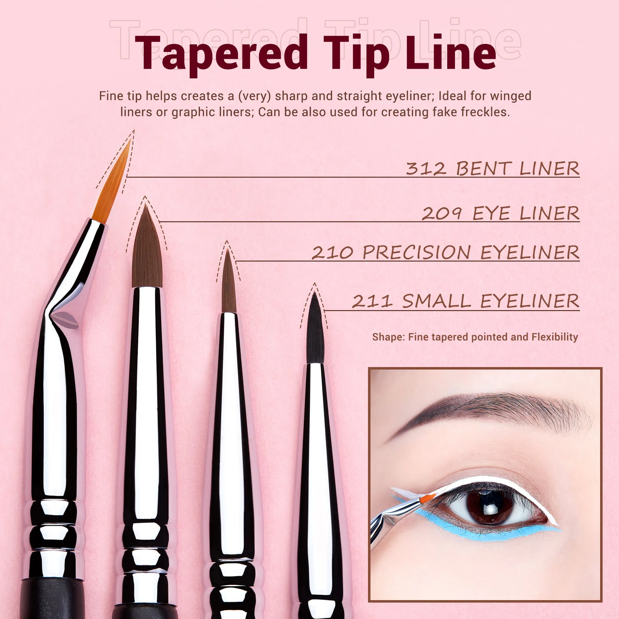 Professional Makeup Eyeliner Brush Set 11pcs T324