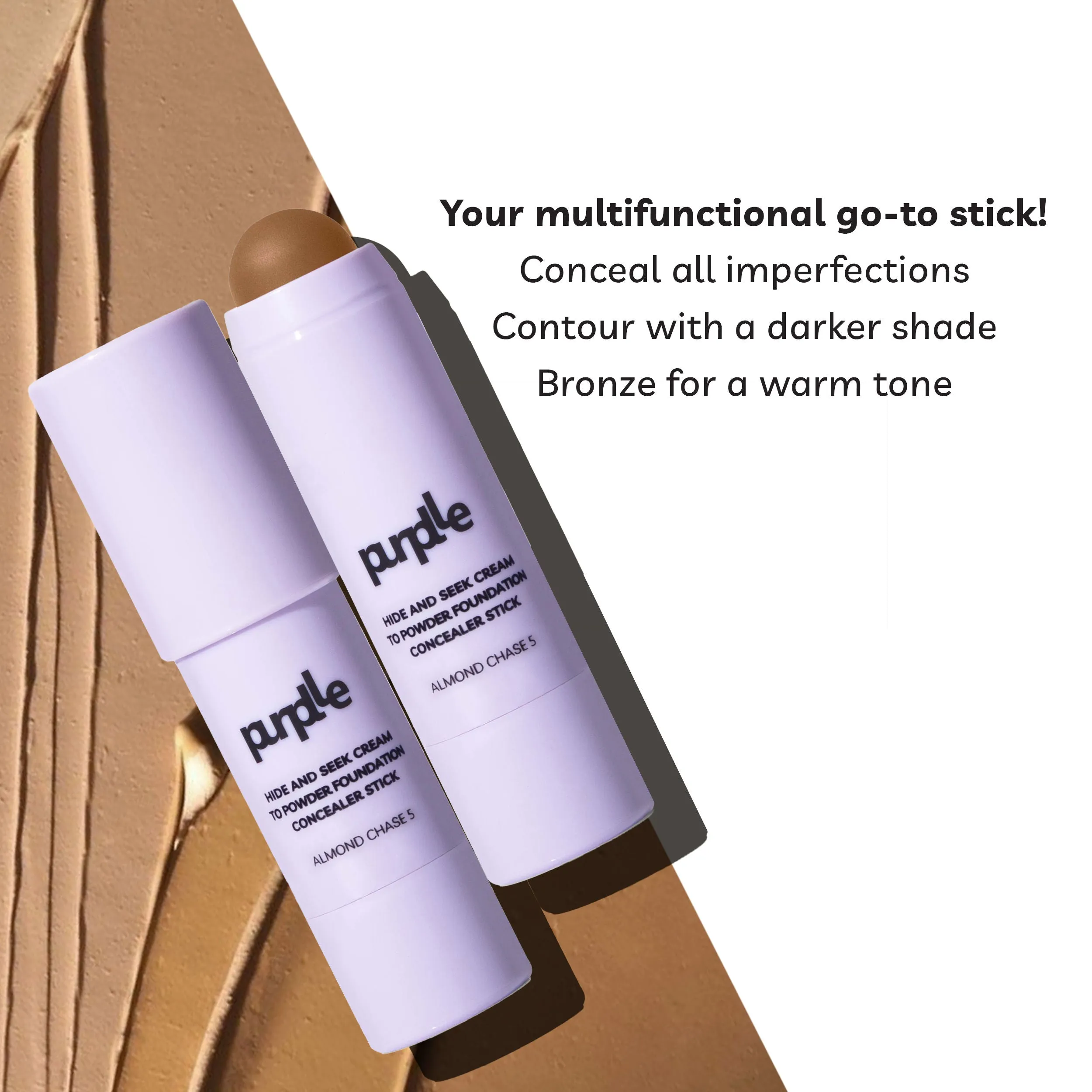 Purplle Hide and Seek Cream to Powder Foundation Concealer Stick Almond Chase 5