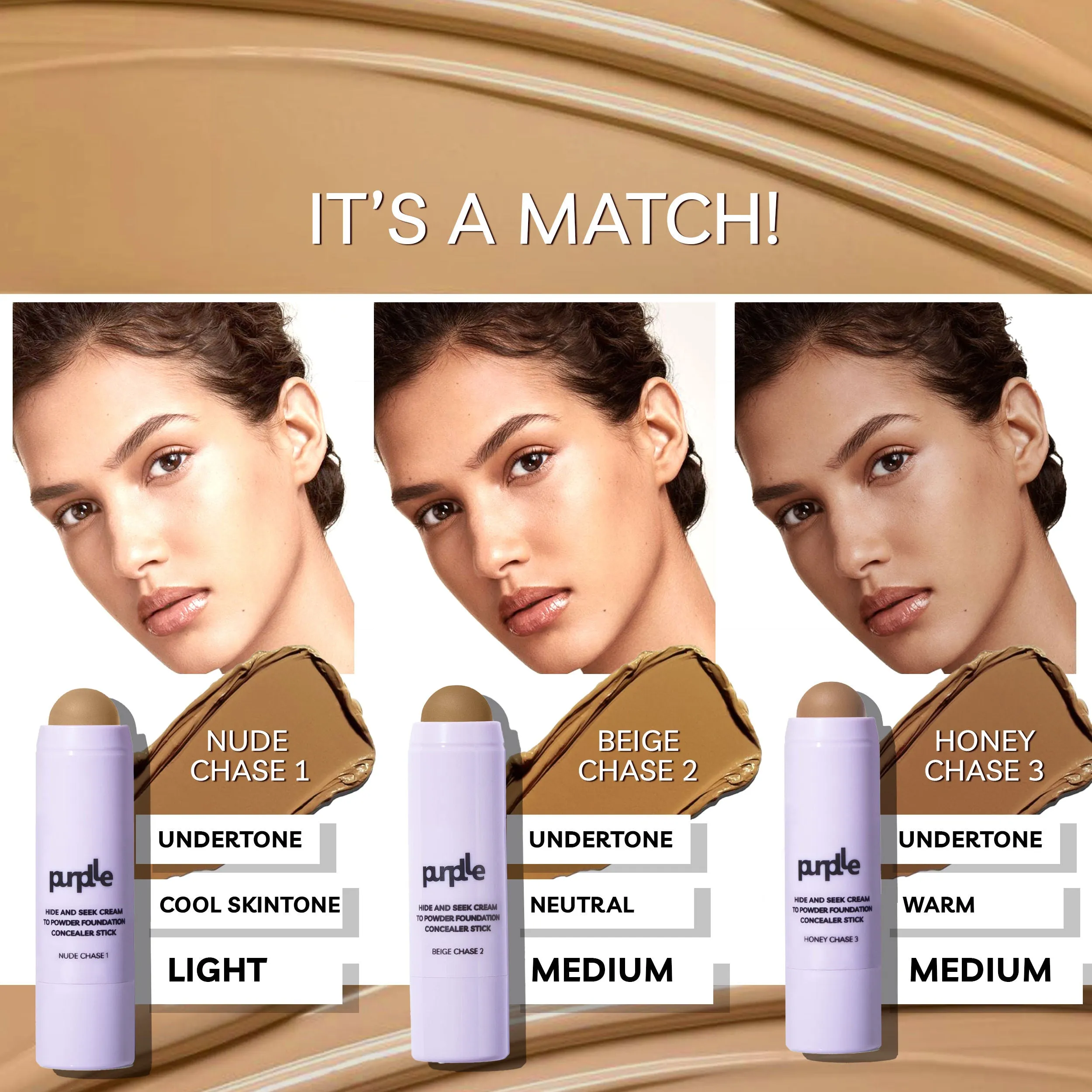 Purplle Hide and Seek Cream to Powder Foundation Concealer Stick Almond Chase 5
