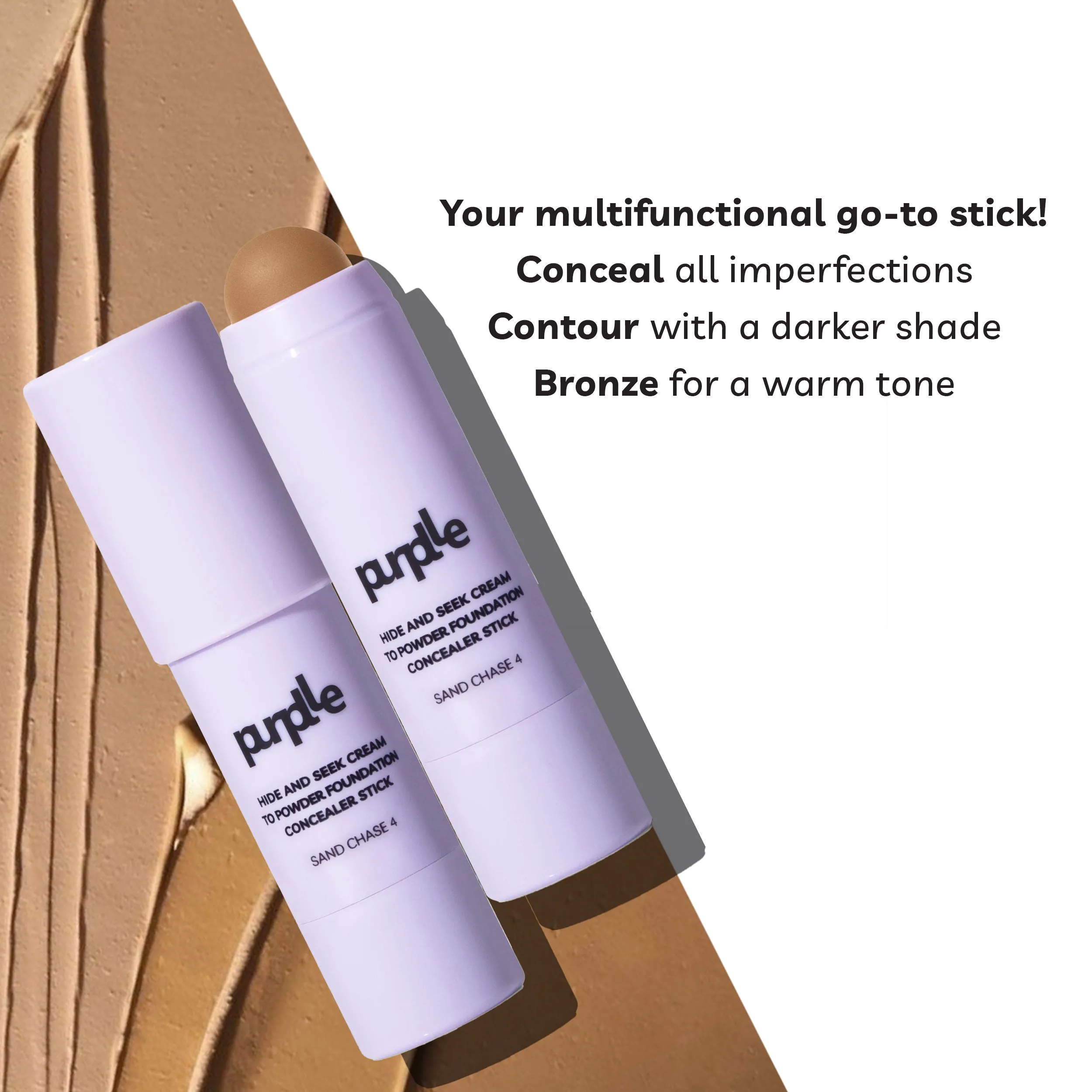 Purplle Hide and Seek Cream to Powder Foundation Concealer Stick Sand Chase 4