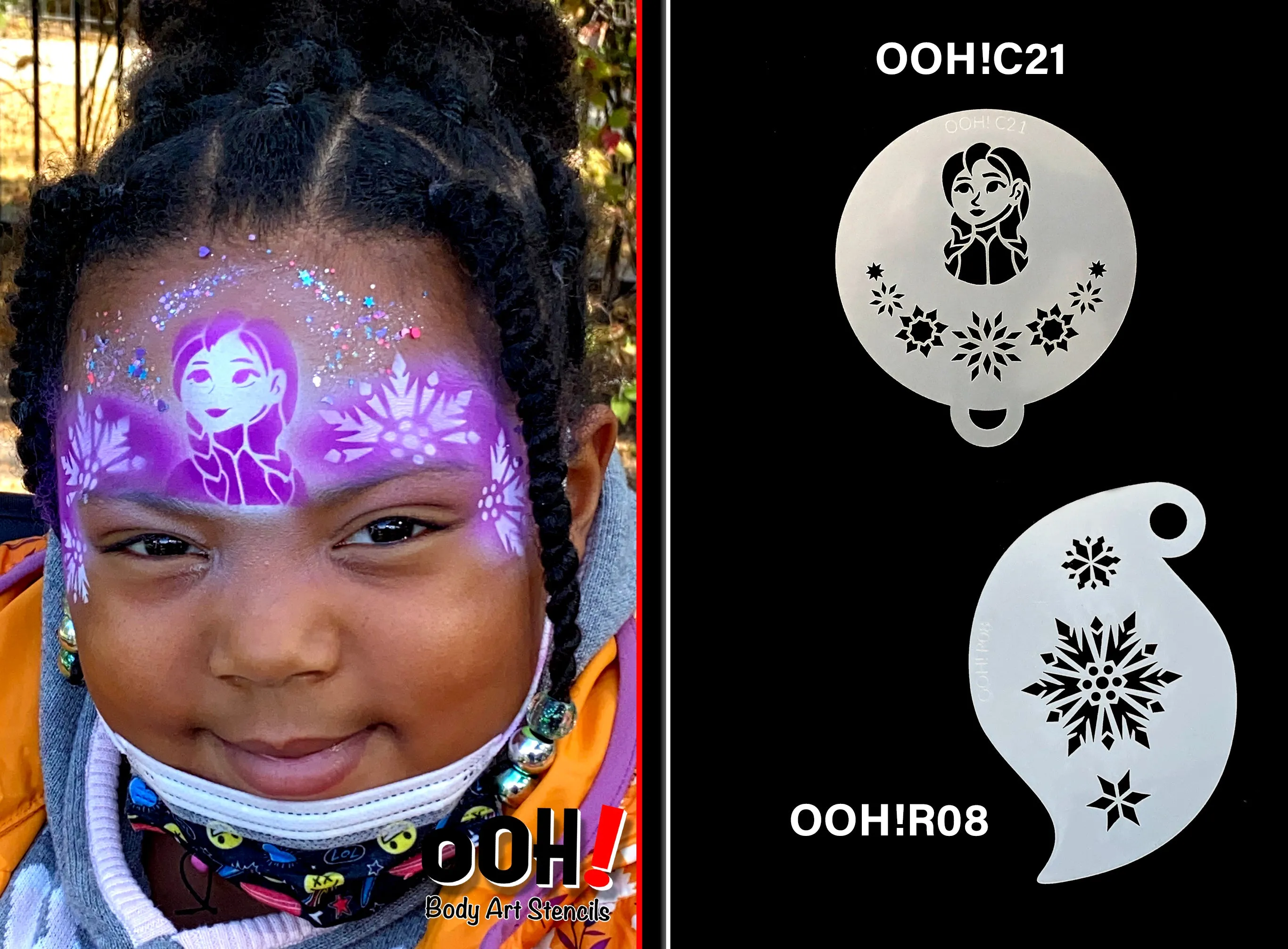 R08 Snowflake Storm Face Paint Stencil 1