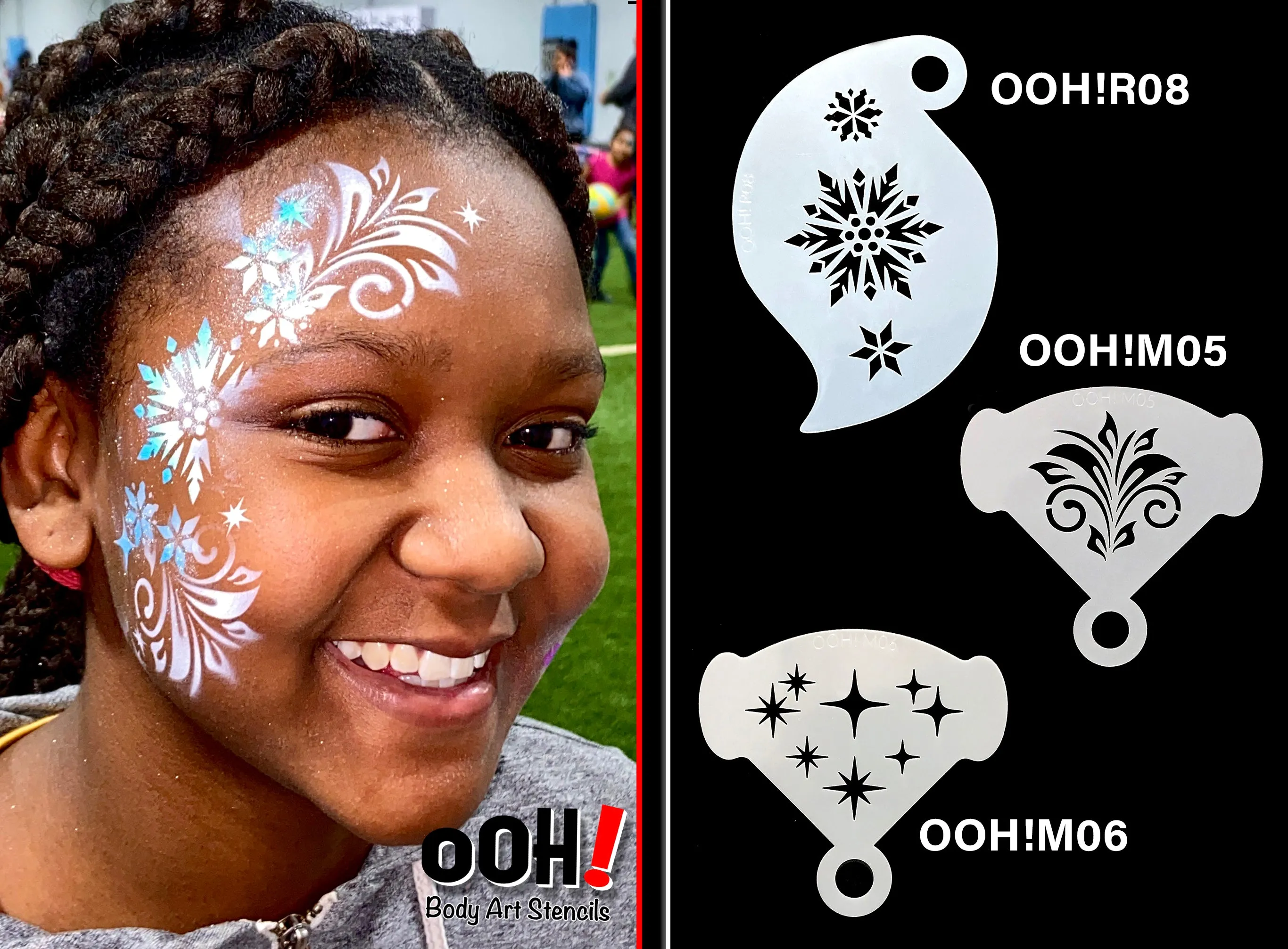 R08 Snowflake Storm Face Paint Stencil 1
