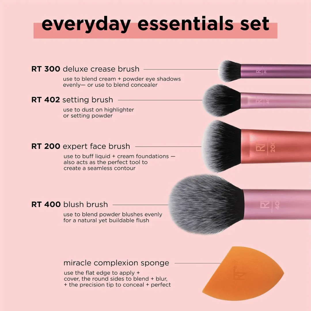 Real Techniques Eyeryday Essentials Brush Kit, Pack of 4   Sponge