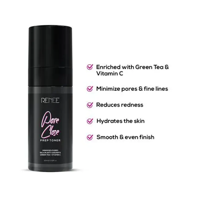 RENEE Pore Close Prep Toner-Helps minimize pores & fine lines Reduces redness & soothes, 60 ml