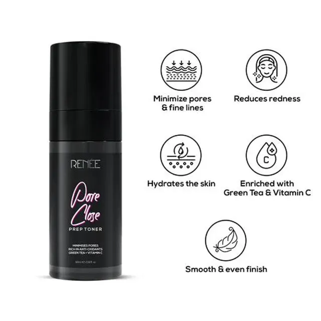 RENEE Pore Close Prep Toner-Helps minimize pores & fine lines Reduces redness & soothes, 60 ml