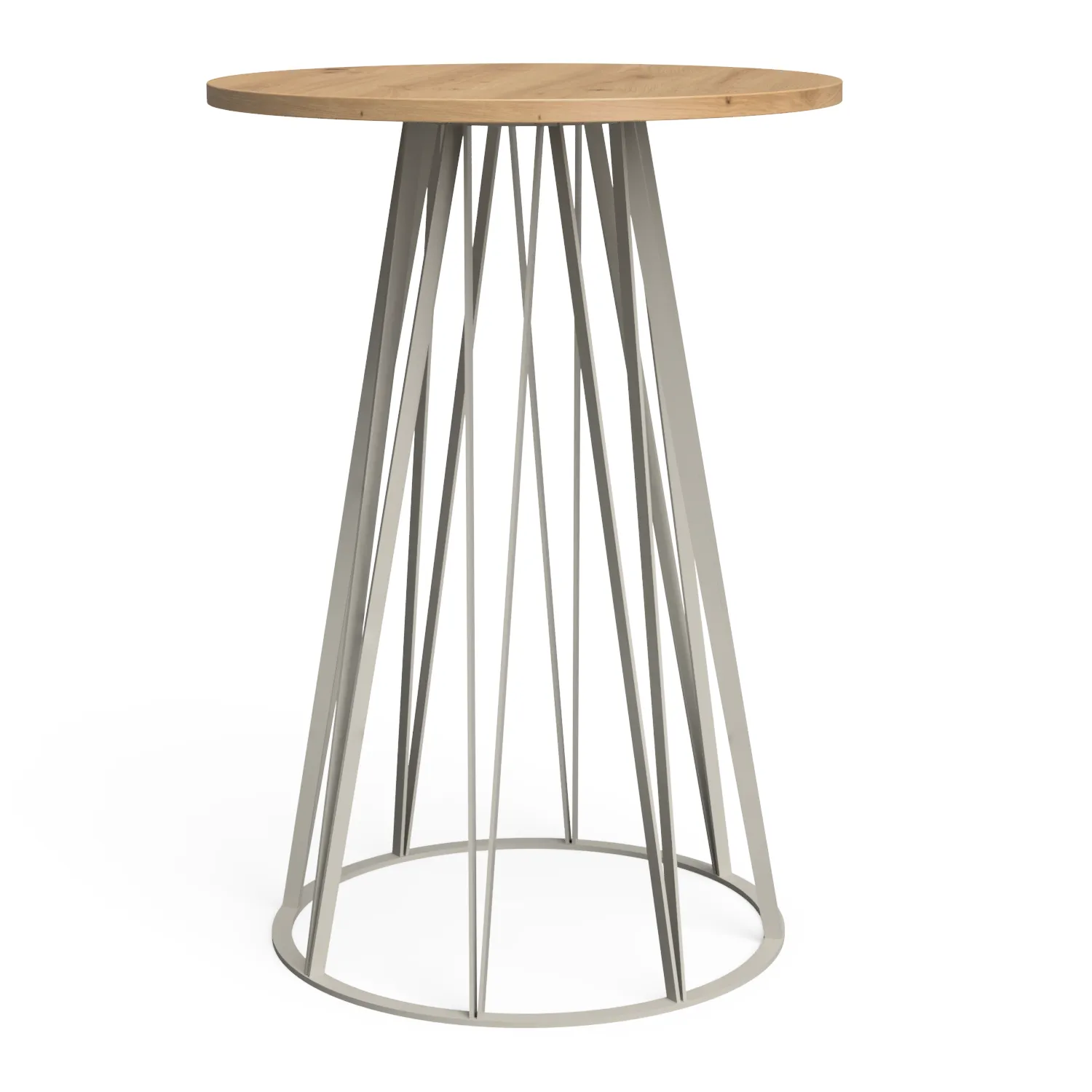 Round Table Nº 2 - Poseur Table - Silk Grey / Solid Oak