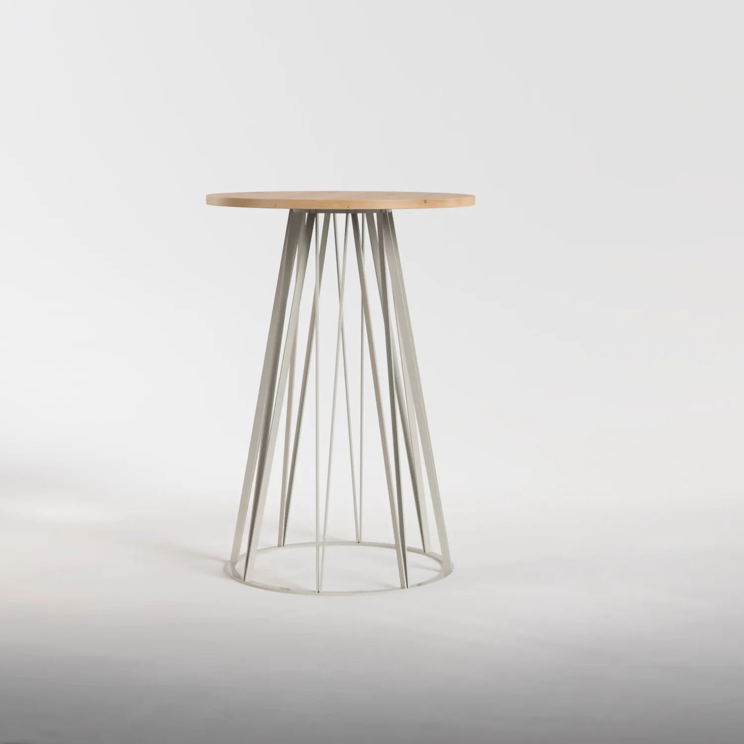 Round Table Nº 2 - Poseur Table - Silk Grey / Solid Oak