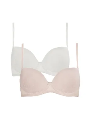 Royce Sophia Non Wired T-Teen Bra 2 Pack In Blush/Cream