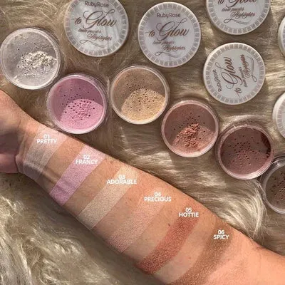 Ruby rose to glow highlighter loose powder HB-7227