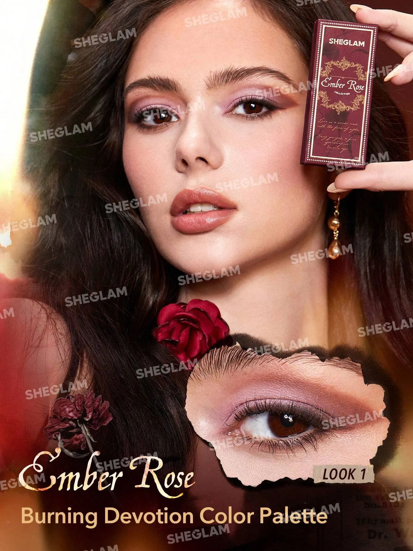 SHEGLAM Ember Rose Burning Devotion Color Palette 4 Colors Valentines Gift Eyeshadow Palette Creamy Matte Long-Lasting High Pigment Vegan Eyeshadow
