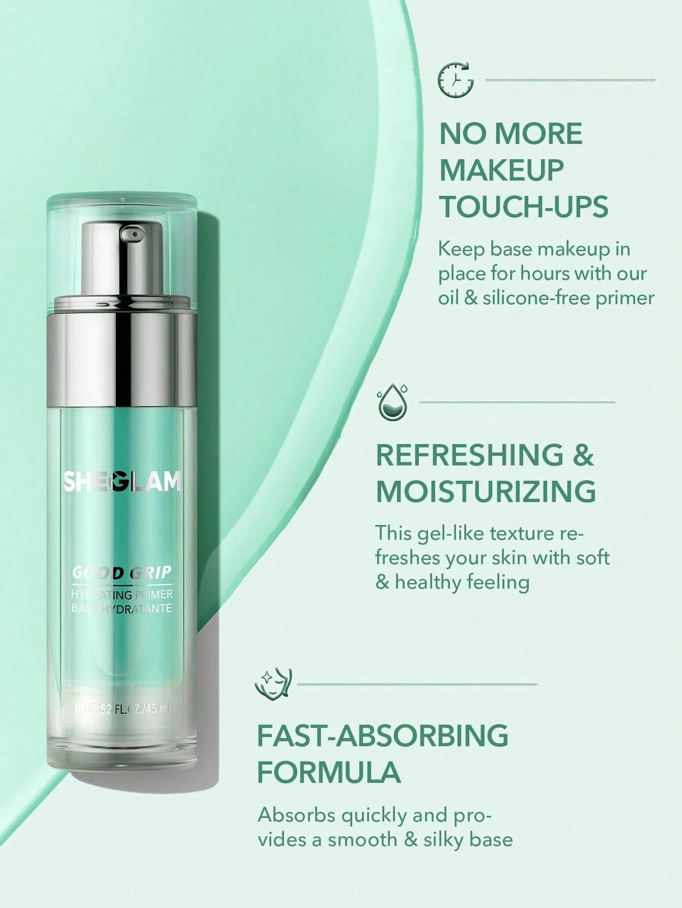 SHEGLAM Good Grip Hydrating Primer Oil Control Moisturizing Primer Gel Smooth Fine Lines Oil And Silicone-Free Face Primer Black Friday Winter Summer Primer