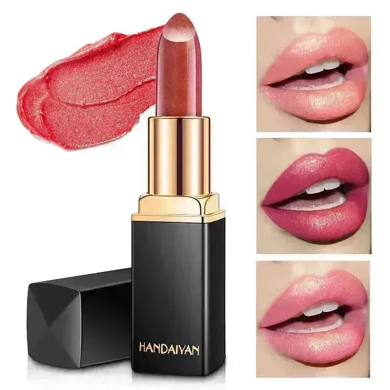 Shiny Metallic Lipstick Pearlescent Color Temperature Change Lipstick Gilt Lipstick