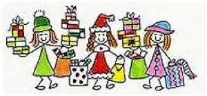 Shopping Ladies Rubber Stamp 2543H