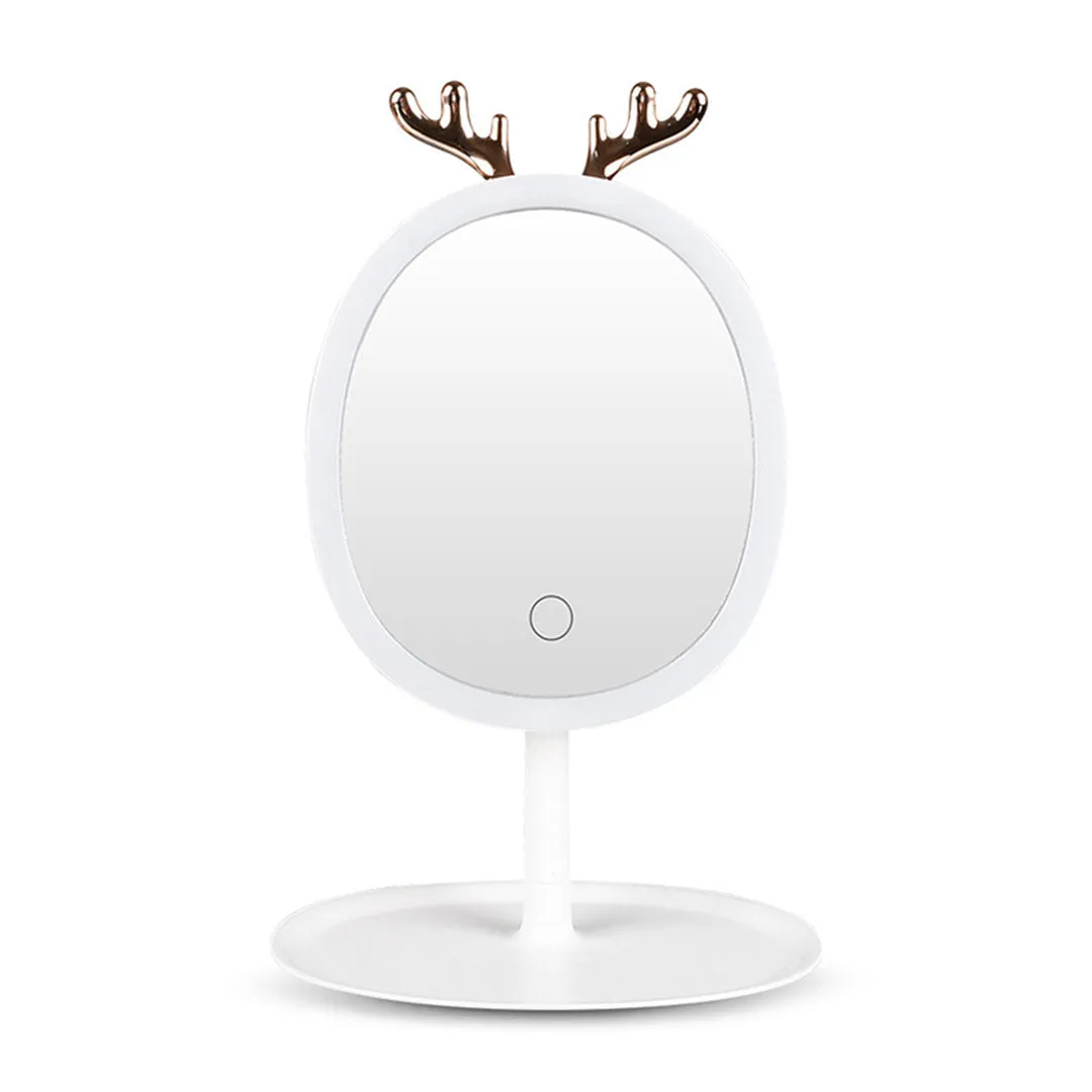 SOGA White Antler LED Light Makeup Mirror Tabletop Vanity Home Decor