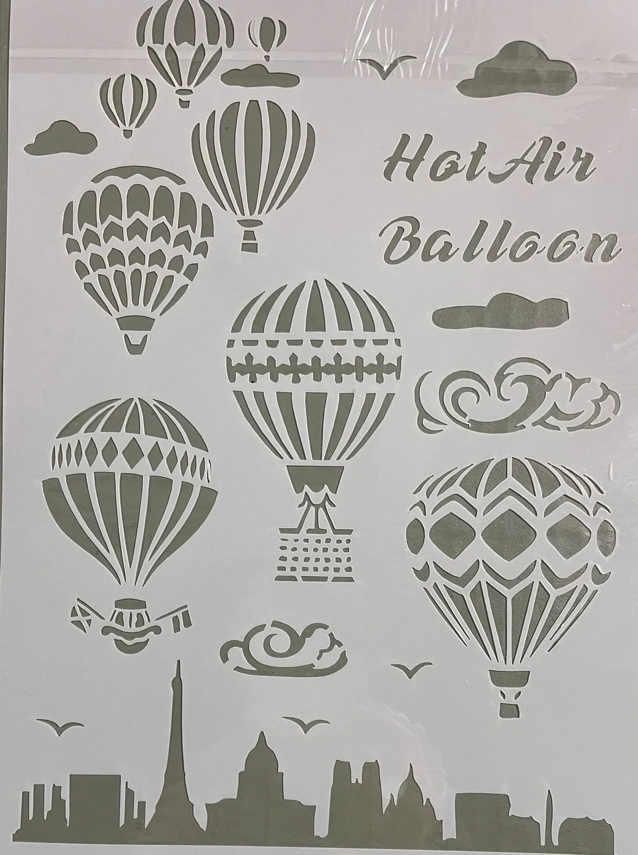 STENCILS HOT AIR BALLON 8x11