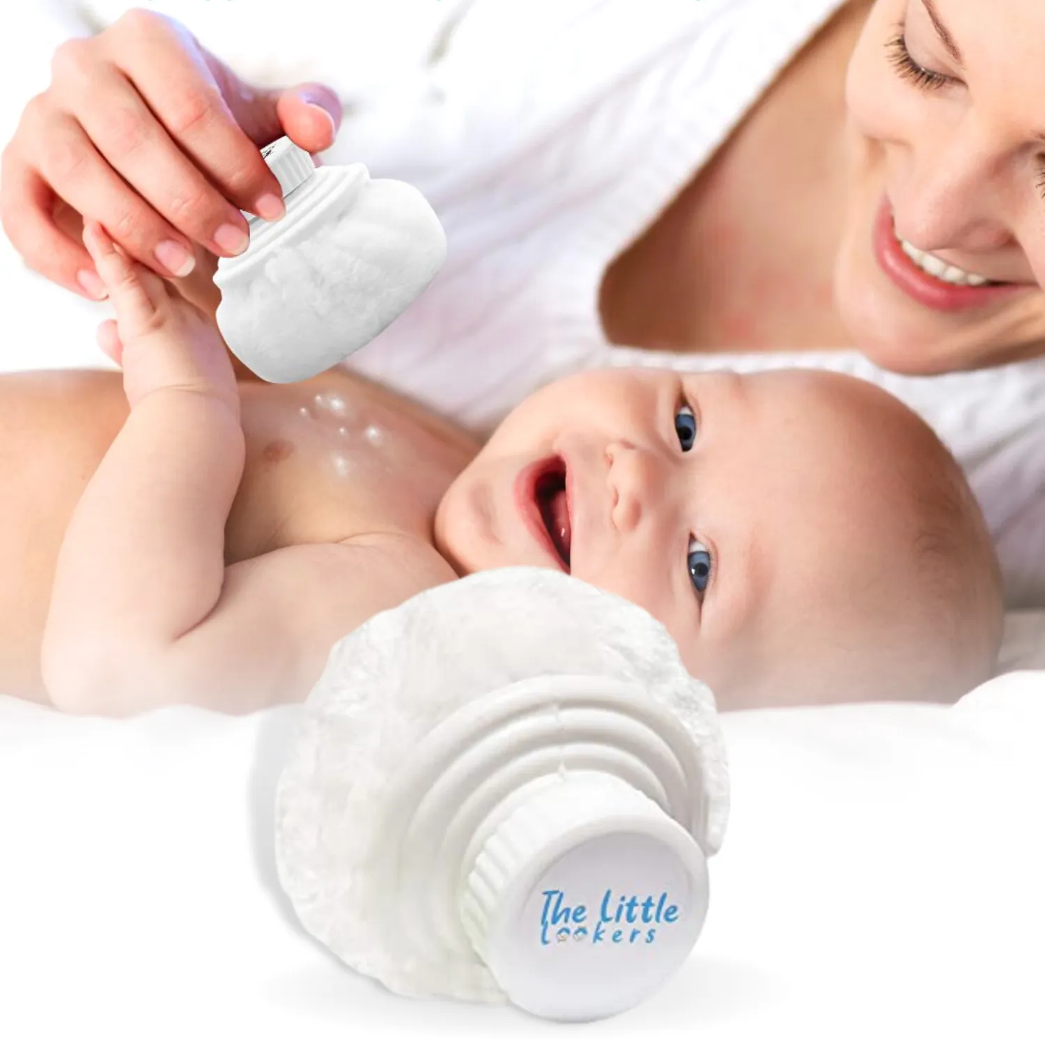 THE LITTLE LOOKERS Portable Baby Skin Care Baby Powder Puff with Box Holder Container for New Born and Kids for Baby Face and Body