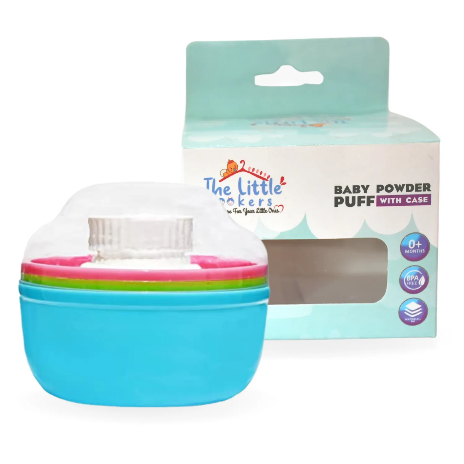 THE LITTLE LOOKERS Portable Baby Skin Care Baby Powder Puff with Box Holder Container for New Born and Kids for Baby Face and Body
