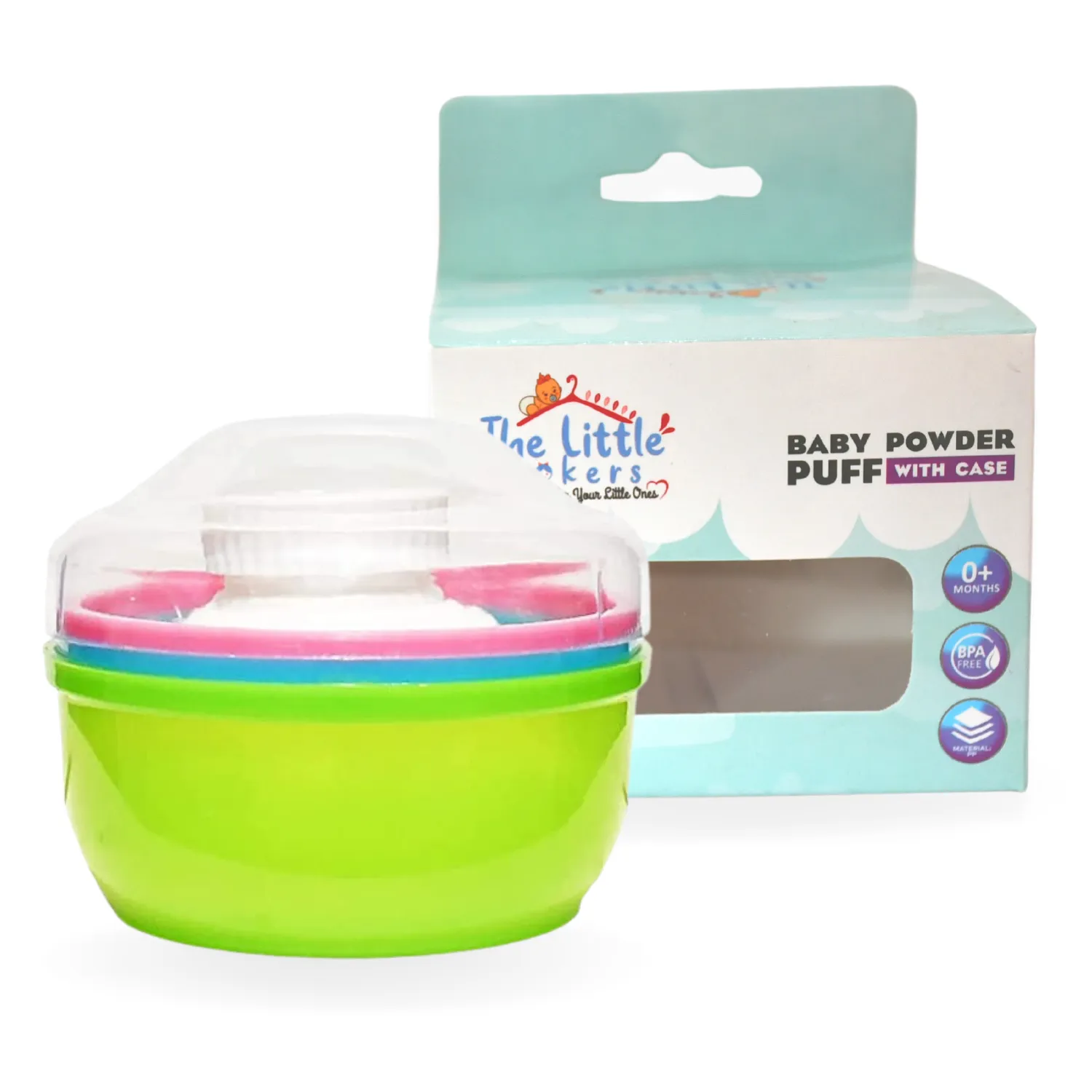 THE LITTLE LOOKERS Portable Baby Skin Care Baby Powder Puff with Box Holder Container for New Born and Kids for Baby Face and Body