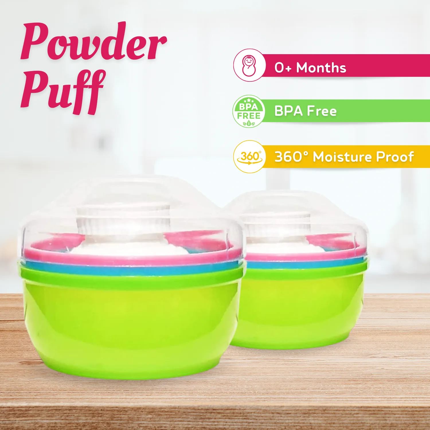 THE LITTLE LOOKERS Portable Baby Skin Care Baby Powder Puff with Box Holder Container for New Born and Kids for Baby Face and Body