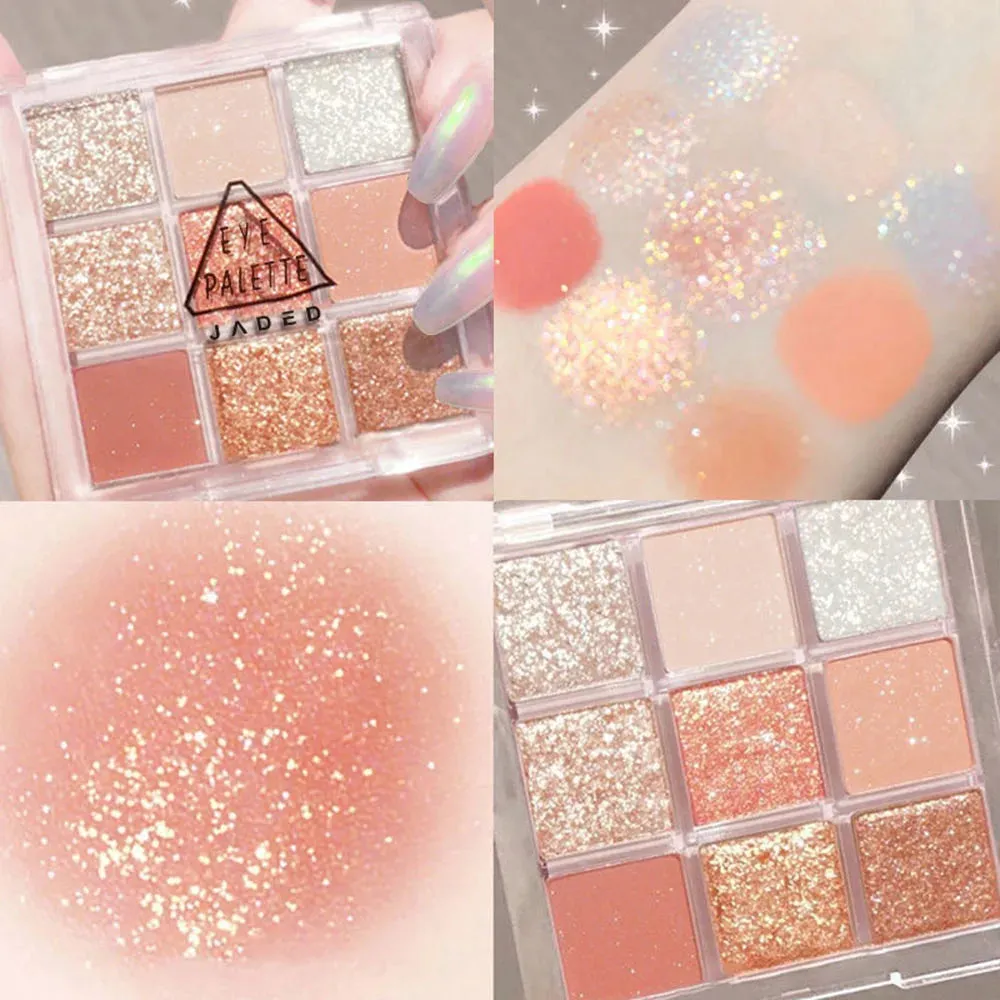 Toleet-Christmas/Thanksgiving Gift Winter Makeup Ideas New Nine-color Eyeshadow Palette Butter Orange Brown Pearly Matte Glitter Eyeshadow Shiny Eye Shadow Long-lasting Eye Make Up