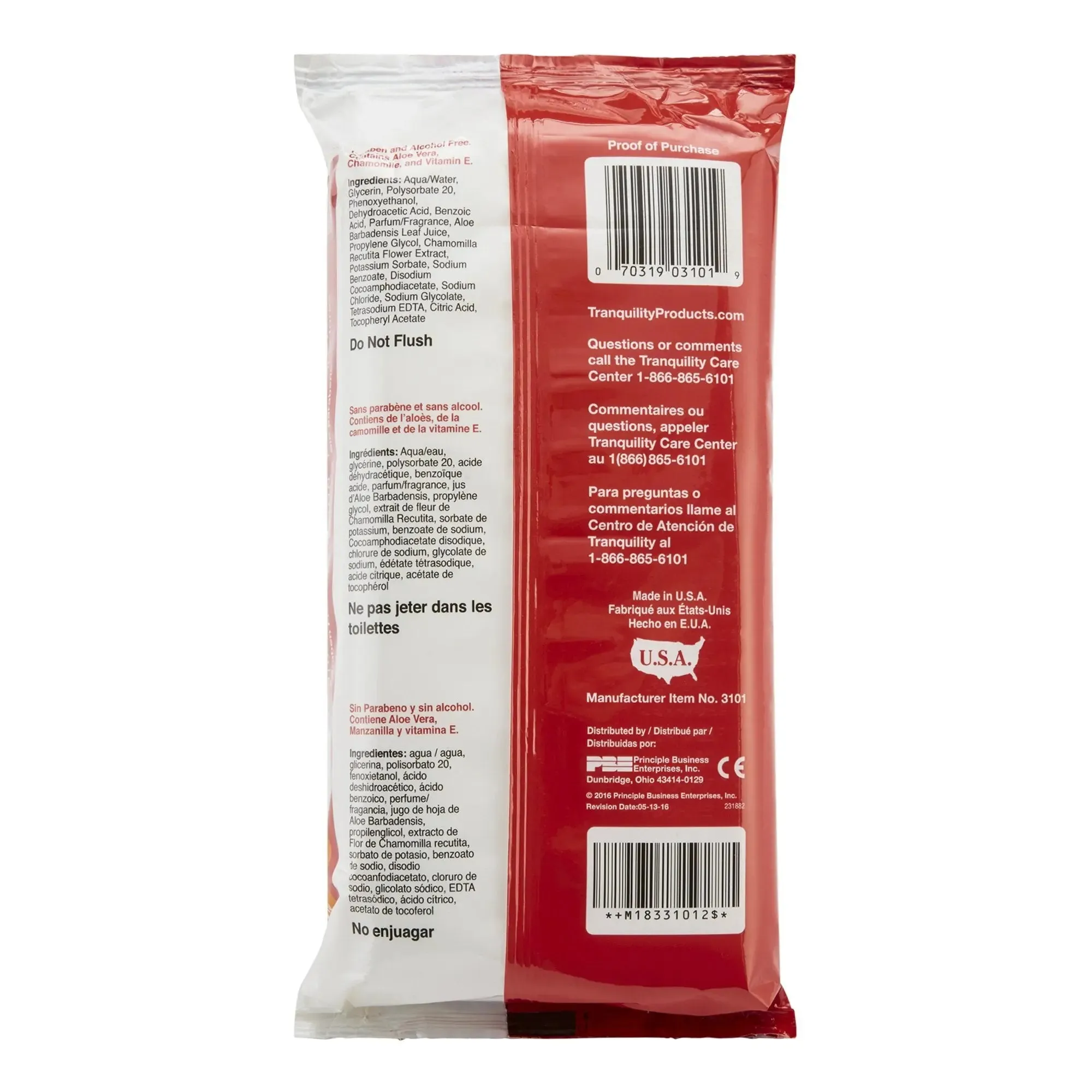 Tranquility Personal Wipe, Soft Pack, Aloe/Vitamin E/Chamomile, Scented