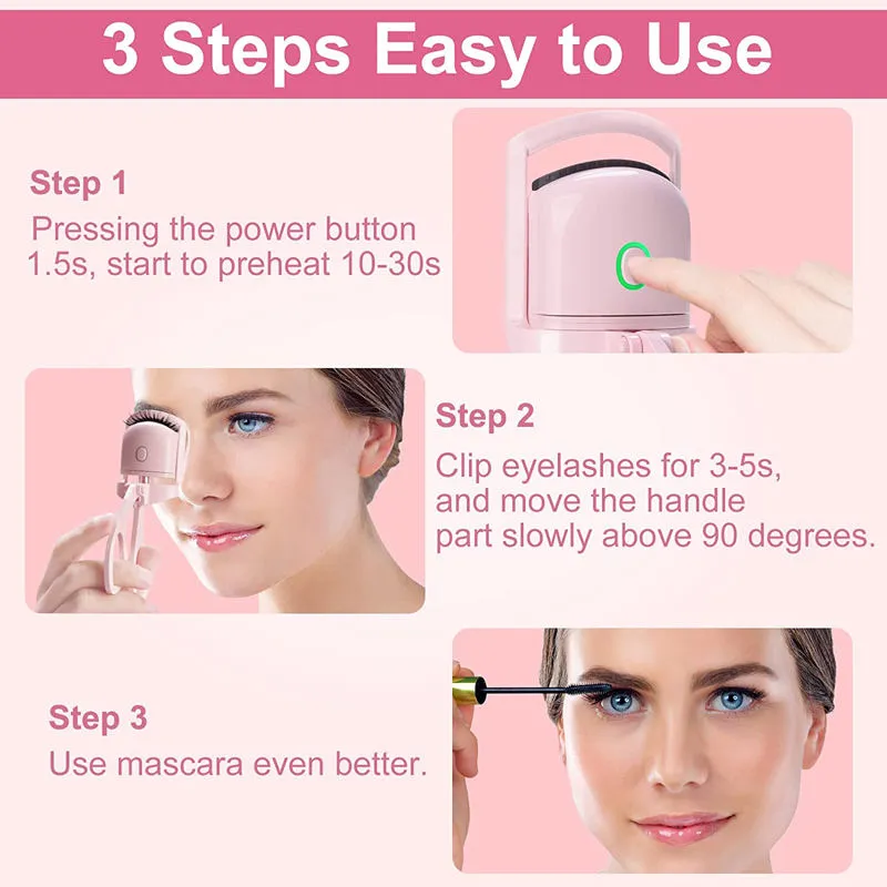 USB Electric Quick Heated Eyelash Heating Curling Clip Long Lasting Portable Eyelash Curler Tools