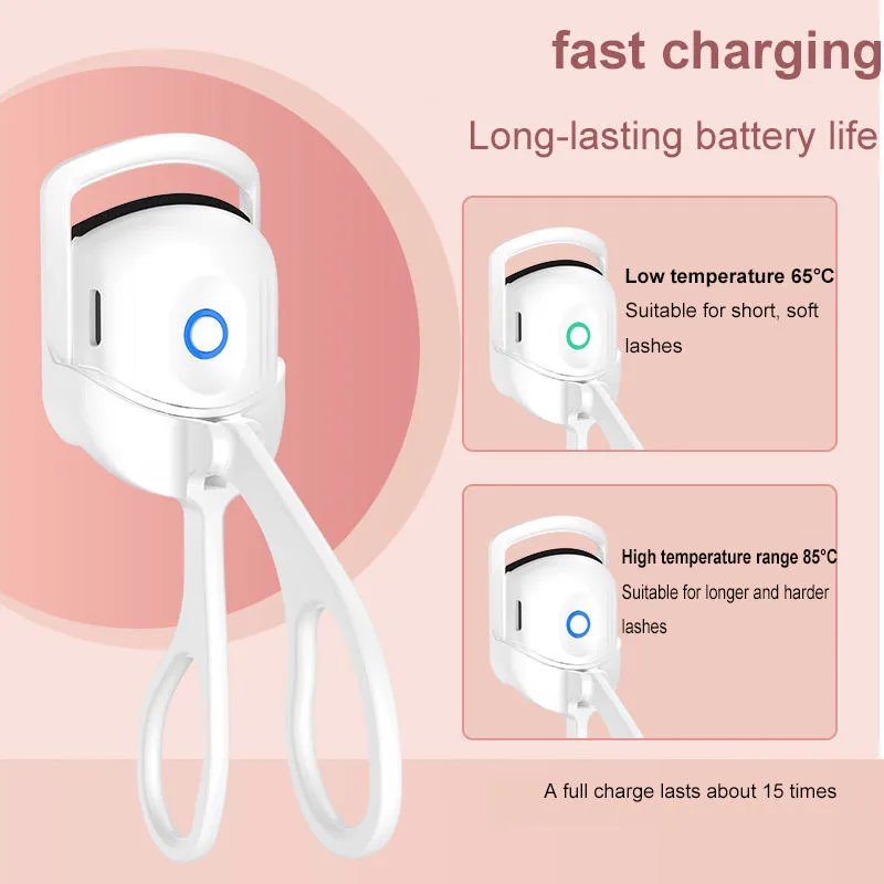 USB Electric Quick Heated Eyelash Heating Curling Clip Long Lasting Portable Eyelash Curler Tools