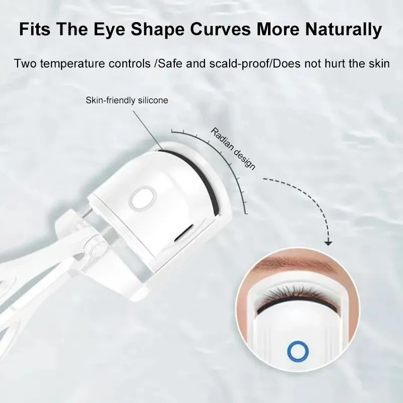 USB Electric Quick Heated Eyelash Heating Curling Clip Long Lasting Portable Eyelash Curler Tools