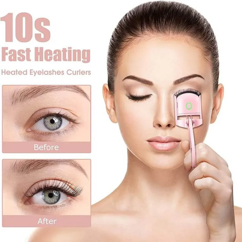 USB Electric Quick Heated Eyelash Heating Curling Clip Long Lasting Portable Eyelash Curler Tools