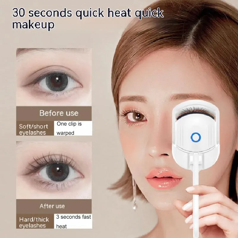 USB Electric Quick Heated Eyelash Heating Curling Clip Long Lasting Portable Eyelash Curler Tools