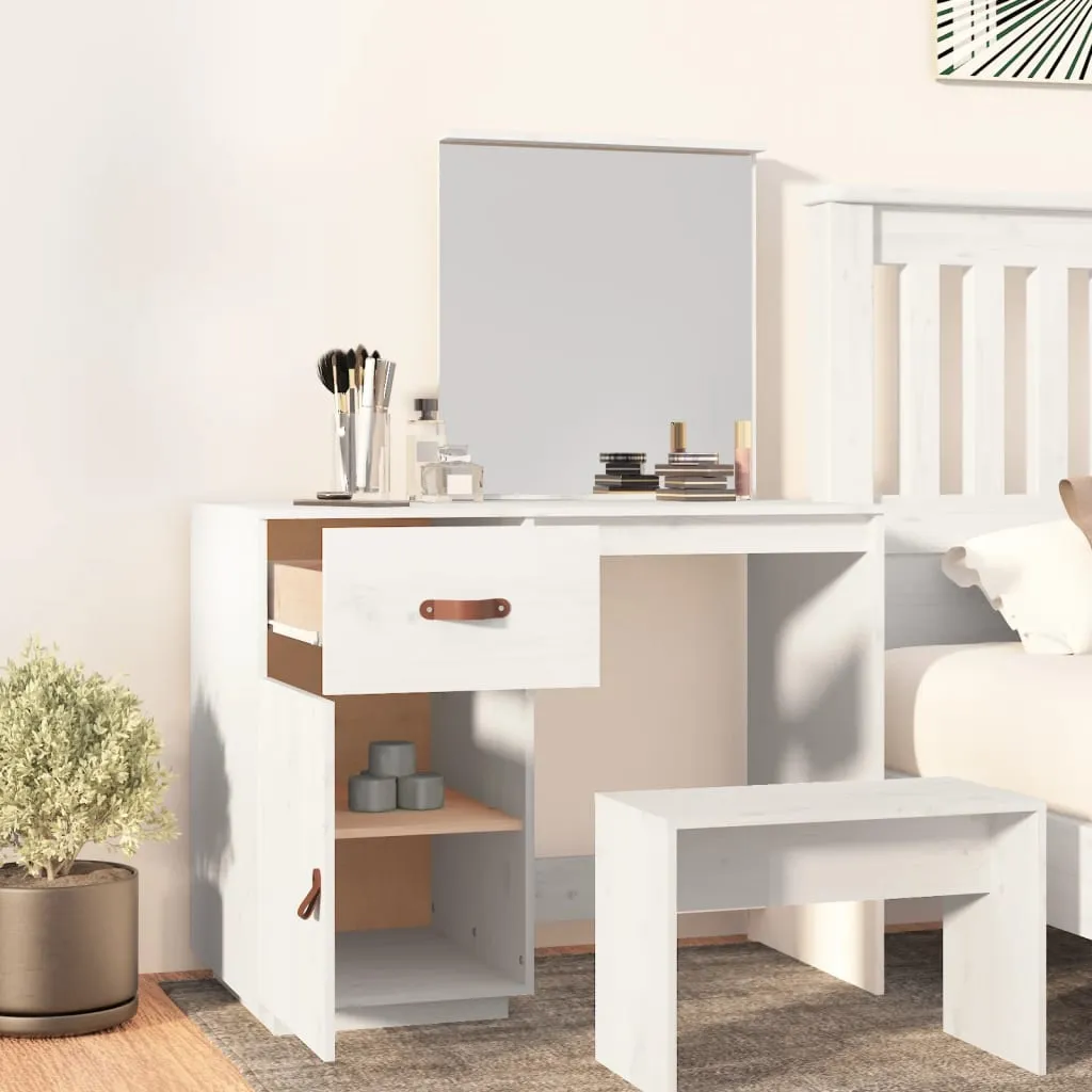 vidaXL Dressing Table White 95x50x134 cm Solid Wood Pine