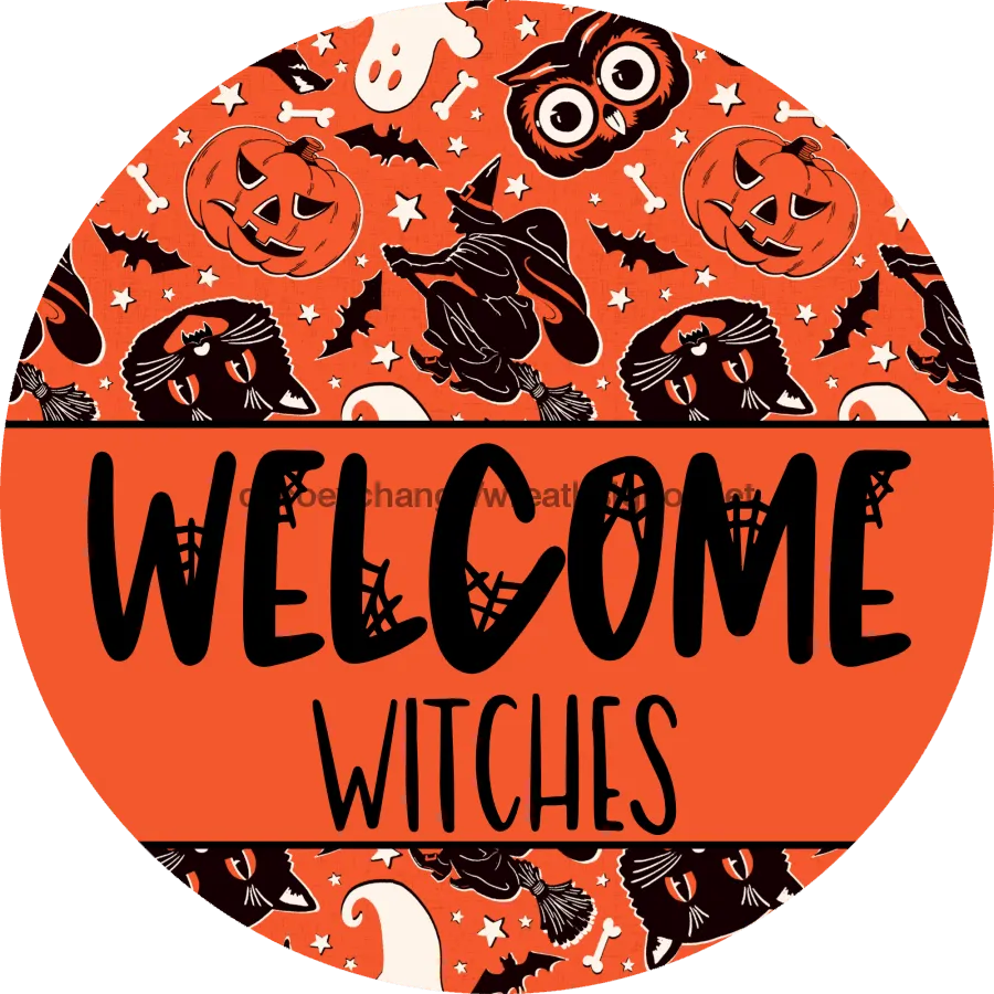 Vinyl Decal, Halloween Vinyl Decal, Welcome Witches, Welcome Sign, DECOE-2375, Sign For Wreath, Round Sign, 10" Vinyl Decal