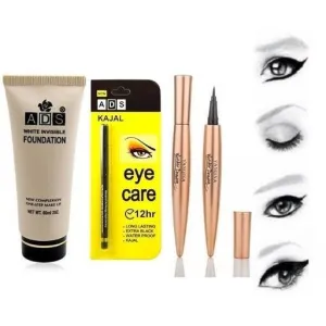 Waterproof Eyeliner Yellow Kajal White Invisible Foundation For Women