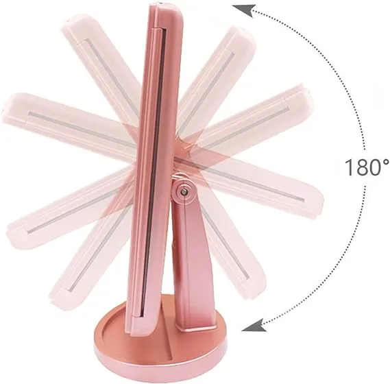 WEILY Rose Gold Light Vanity Makeup Mirror 1x/2x/3x Magnification Trifold with 36 LED Lights Touch Screen and USB charging, 180 Degree Adjustable Stand for Countertop Cosmetic Makeup Mirror(Rose Gold)