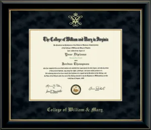 William & Mary Diploma Frame Onyx