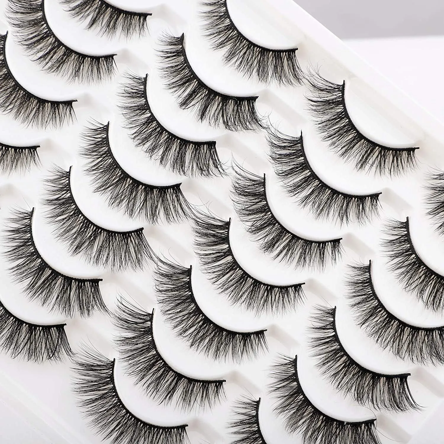 Wispy Cat Eye Faux Mink Lashes - 14 Pairs Natural Volume Multipack